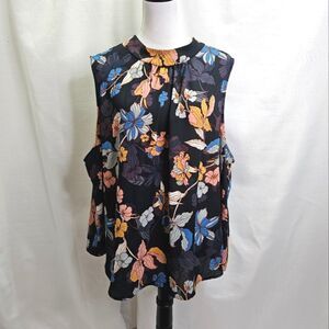 Who What Wear Black Floral Sleeveless Blouse Size 4X